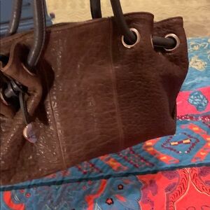 Furla Brown Shoulder Bag with Suede Finish